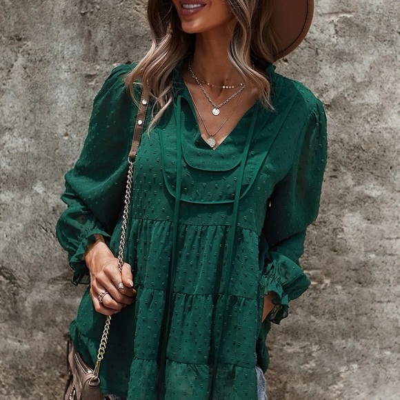 Tops - Emerald Green prairie Women's Top